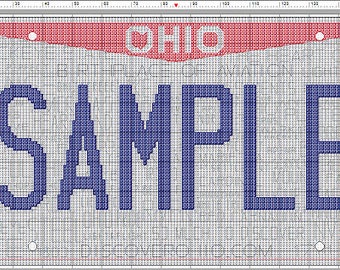 OHIO License Plate Cross-stitch Pattern PDF Download PERSONALIZED for you | Buckeyes Browns Bengals Cavaliers Reds Indians Guardians