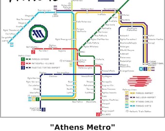 ATHEN Griechenland Metro Karte Kreuzstich-Muster (PDF Download)