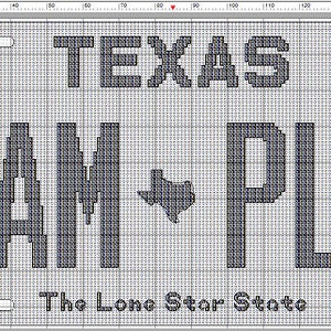 TEXAS License Plate Cross-stitch Pattern PDF Download PERSONALIZED for you | Dallas Houston Austin Cowboys Mavericks Astros Rangers