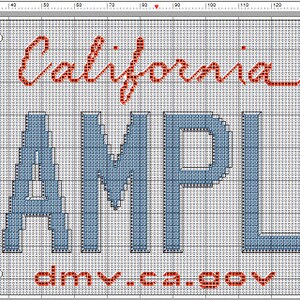 CALIFORNIA License Plate Cross-stitch Pattern PDF Download PERSONALIZED for you | Dodgers Angels Giants Lakers Rams Chargers 49ers Clippers