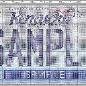 KENTUCKY License Plate Cross-stitch Pattern PDF Download PERSONALIZED for you | Louisville Lexington Berea Wildcats Cardinals