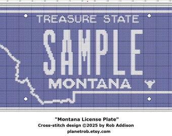 Personalisiertes Montana Nummernschild Kreuzstichmuster (PDF Download)