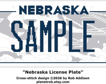 NEBRASKA Nummernschild Kreuzstich-Muster PDF Download | Personalisiert für Sie | Omaha Lincoln Huskers