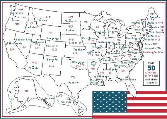 50 States And Capitals Chart