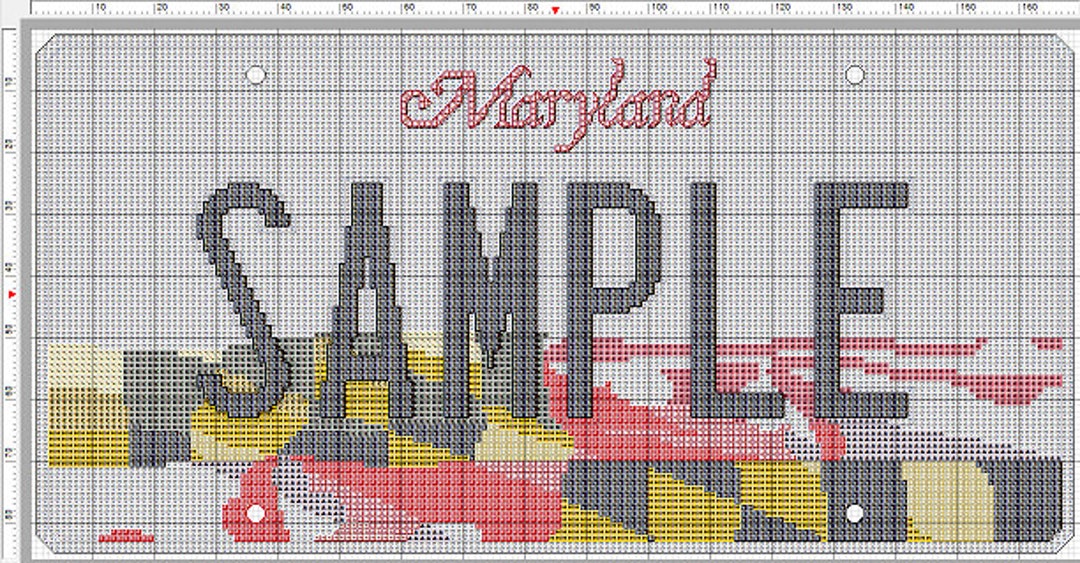 MARYLAND License Plate Crossstitch Pattern PDF Download PERSONALIZED