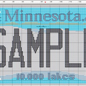 Personalized Minnesota License Plate Cross-Stitch Pattern (PDF Download)