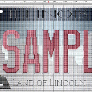 ILLINOIS Nummernschild Kreuzstich Muster PDF Download PERSONALISIERT für Sie | Design Chart Chicago Bears Cubs White Sox Bulls Blackhawks
