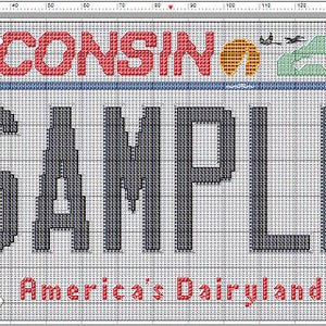 Personalized Wisconsin License Plate Cross Stitch Pattern (PDF Download)