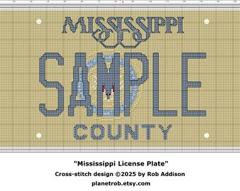 MISSISSIPPI Nummernschild Kreuzstich-Muster (PDF Download) | Personalisiert für Sie | Ole Fräulein Hotty Toddy