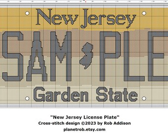 Personalisiertes New Jersey Nummernschild Kreuzstich-Muster (PDF Download)
