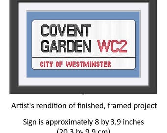 London Straßenschilder Kreuzstichmuster | 12 Strickschriften (PDF Download)