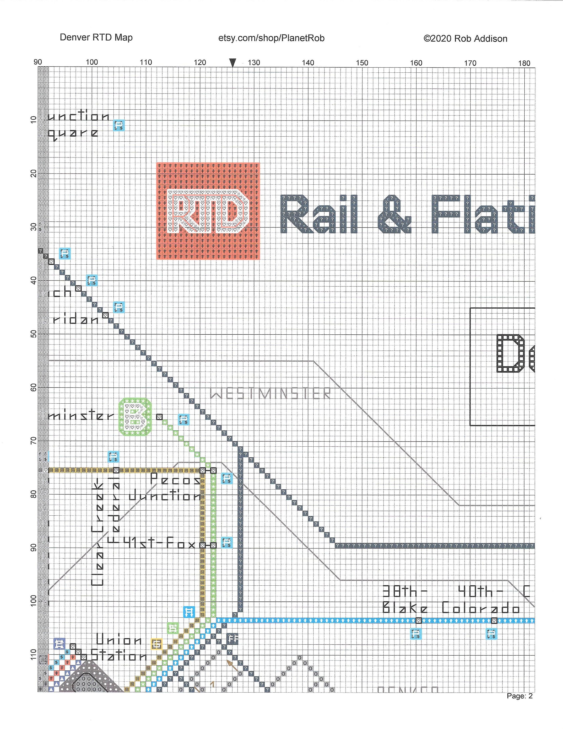 Denver RTD Map Cross-stitch Pattern (PDF Download) - Etsy