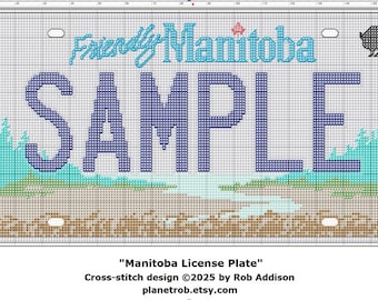 MANITOBA Nummernschild Kreuzstich-Muster (PDF Download) | Personalisierte Kanada Winnipeg Jets