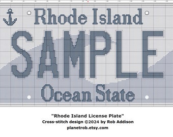 RHODE ISLAND Nummernschild Kreuzstich Muster Pdf Download | PERSONALISIERT für Dich |