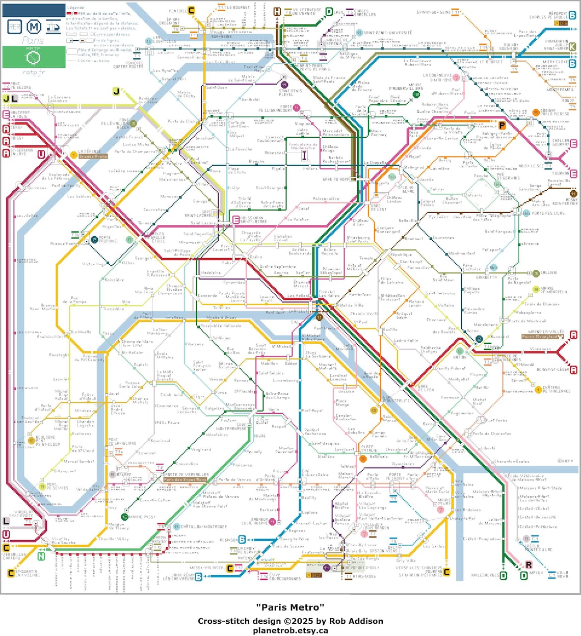 Metro Chart Example New! Complete! PARIS Metro Map Cross-stitch Pattern | 18 Count | PDF ...