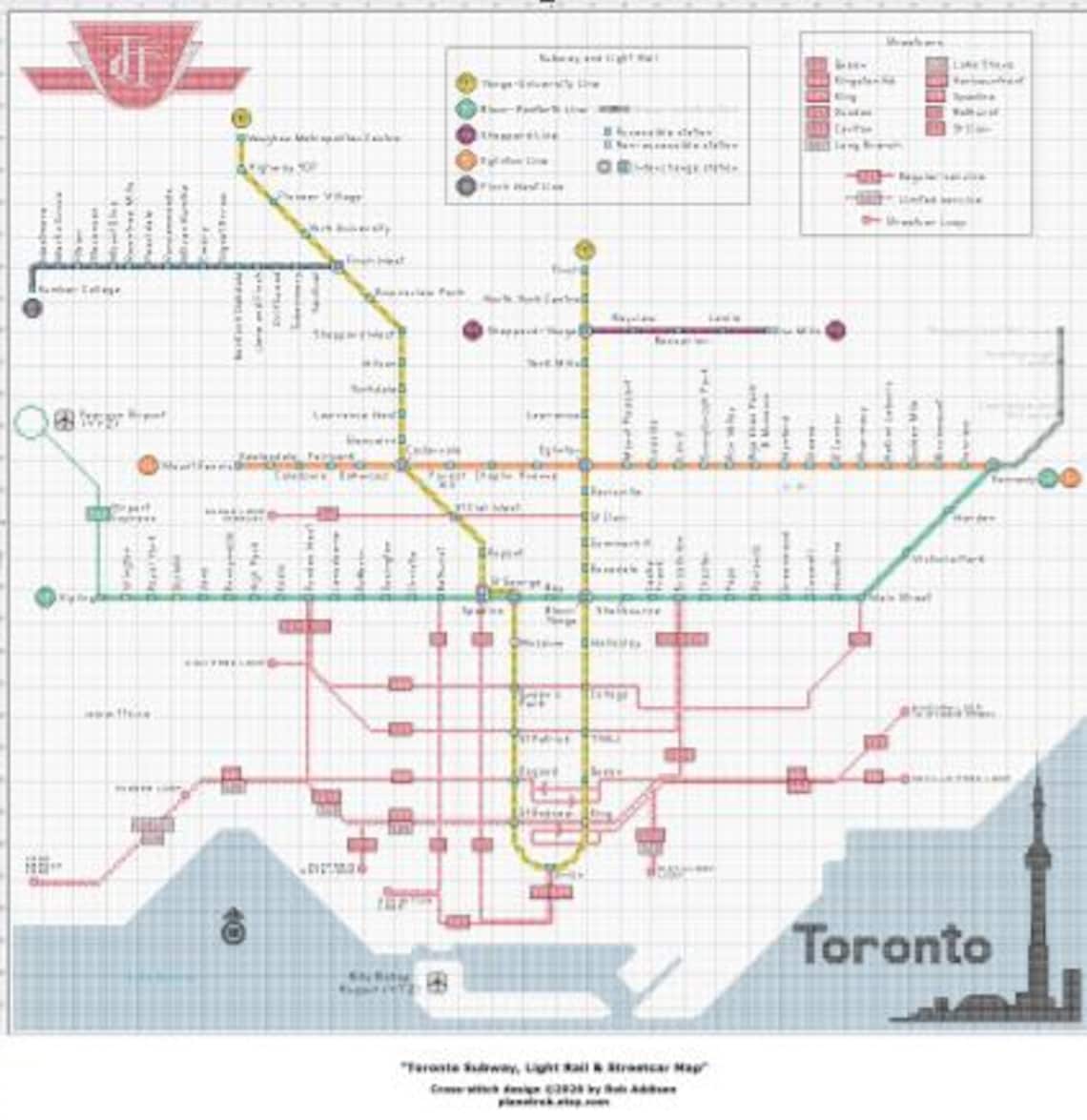 TORONTO Subway Map Cross-stitch Pattern (PDF Instant Download) - Etsy ...