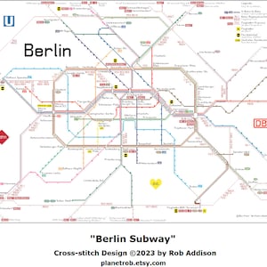 BERLIN U-BAHN KARTE Kreuzstichmuster Pdf Download | Pattern keeper Kompatibel | U-bahn S-bahn U-Bahn Untergrund Tube Germany Europe Chart