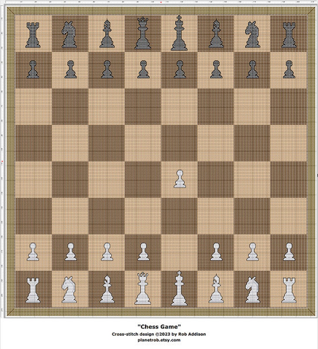 Chess Game Cross-stitch Pattern: Board & Pieces (PDF