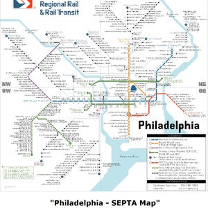 Diagrama de punto de cruz del mapa ferroviario PHILADELPHIA SEPTA Descarga en formato PDF / Compatible con Pattern Keeper / Patrón de diseño del metro de Pensilvania