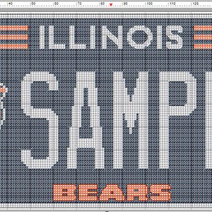 ILLINOIS Nummernschild Kreuzstichmuster PDF Download PERSONALISIERT für Sie | Fußball-Sport-Bären Chart-Design