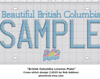 BRITISH COLUMBIA Nummernschild Kreuzstichmuster (PDF-Download) Personalisierte Canada Canucks Lions