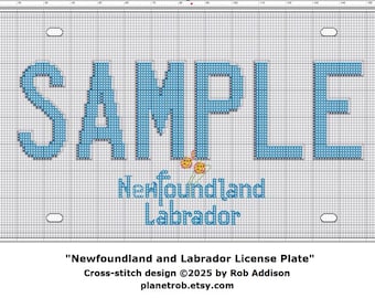 Neufundland und Labrador Nummernschild Kreuzstich-Muster (Pdf Download) | Personalisierte Canada Maritimes Atlantik