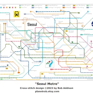 Seoul Metro Map Cross-Stitch Pattern: Korea Subway Chart (PDF Download)