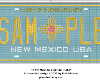 NEW MEXICO Nummernschild Kreuzstich Muster PDF Download | Personalisiert für Sie | Albuquerque Taos