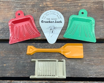 Vintage Cracker Jack Noisemaker & Metal Miniatures 4 pcs