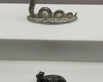 2 Pewter Miniature Loch Ness Monsters