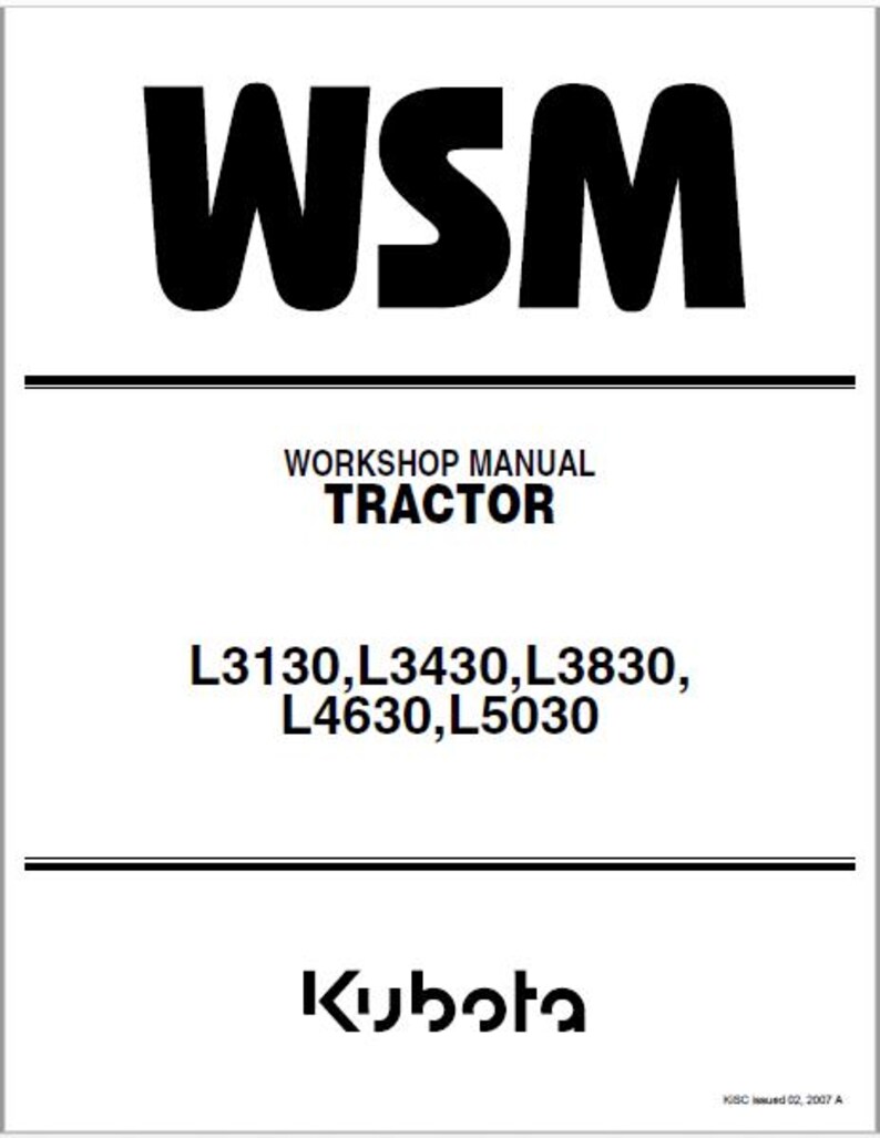 Kubota L3130 L3430 L3830 L4630 L5030 Tractor Service Repair Manual Pdf ...