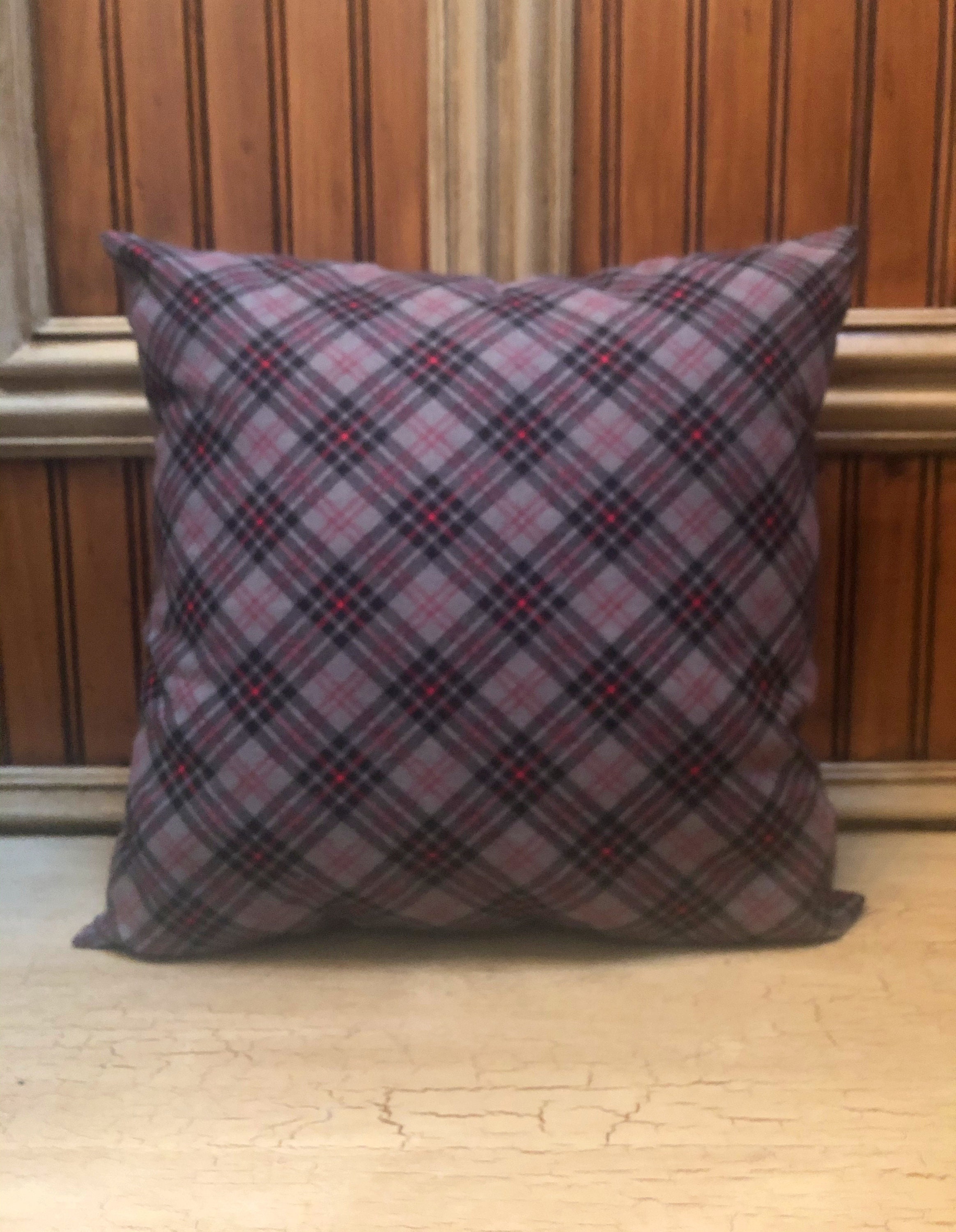 Grey Plaid Pillow Covers, Farmhouse Pillows, Couch Pillows, Black Plaid
