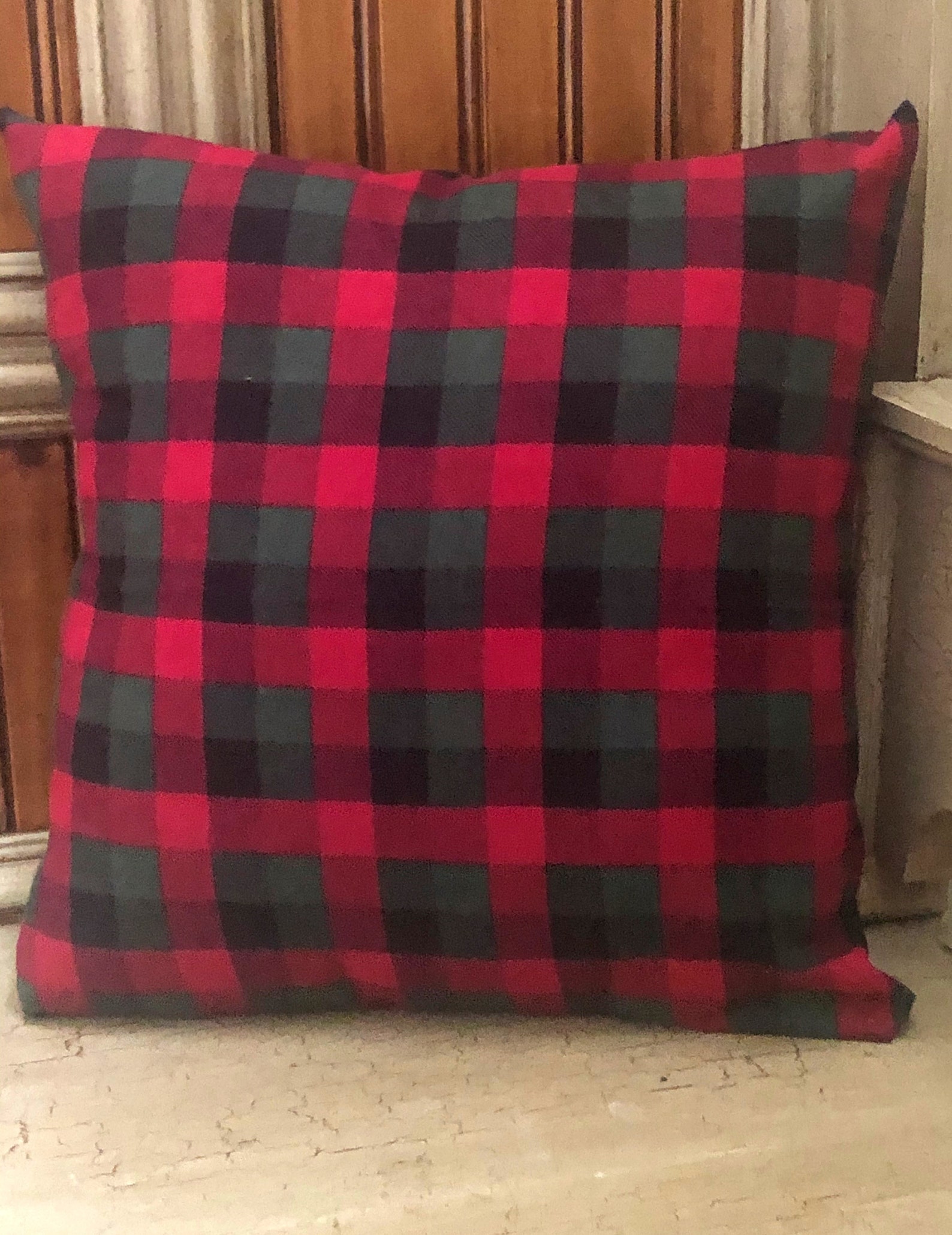 Plaid Flannel Throw Pillow Cover, Christmas Throw Pillow, Red Green