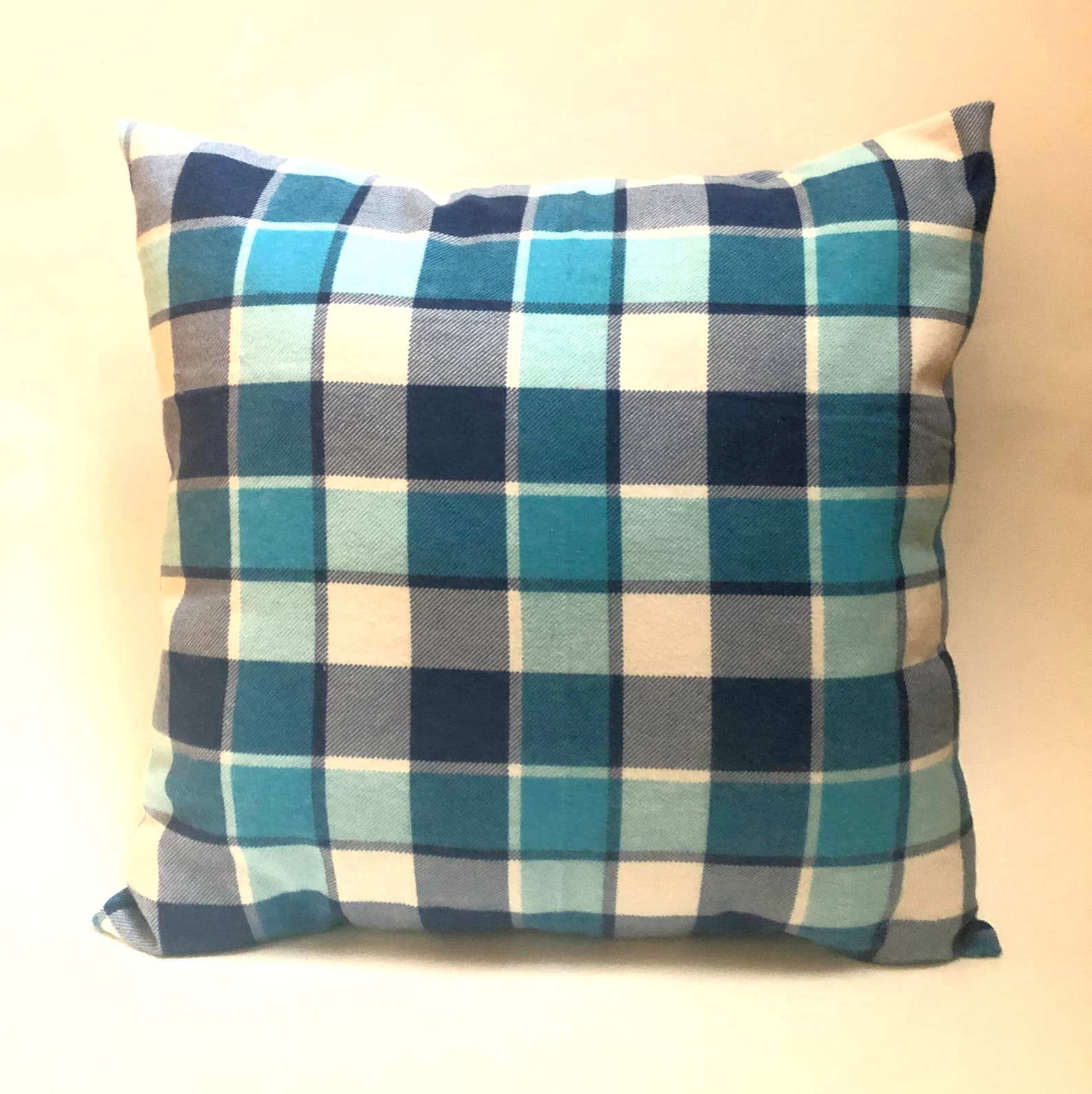 Blue Plaid Pillow Covers Farmhouse Pillows Navy Plaid Pillow Etsy
