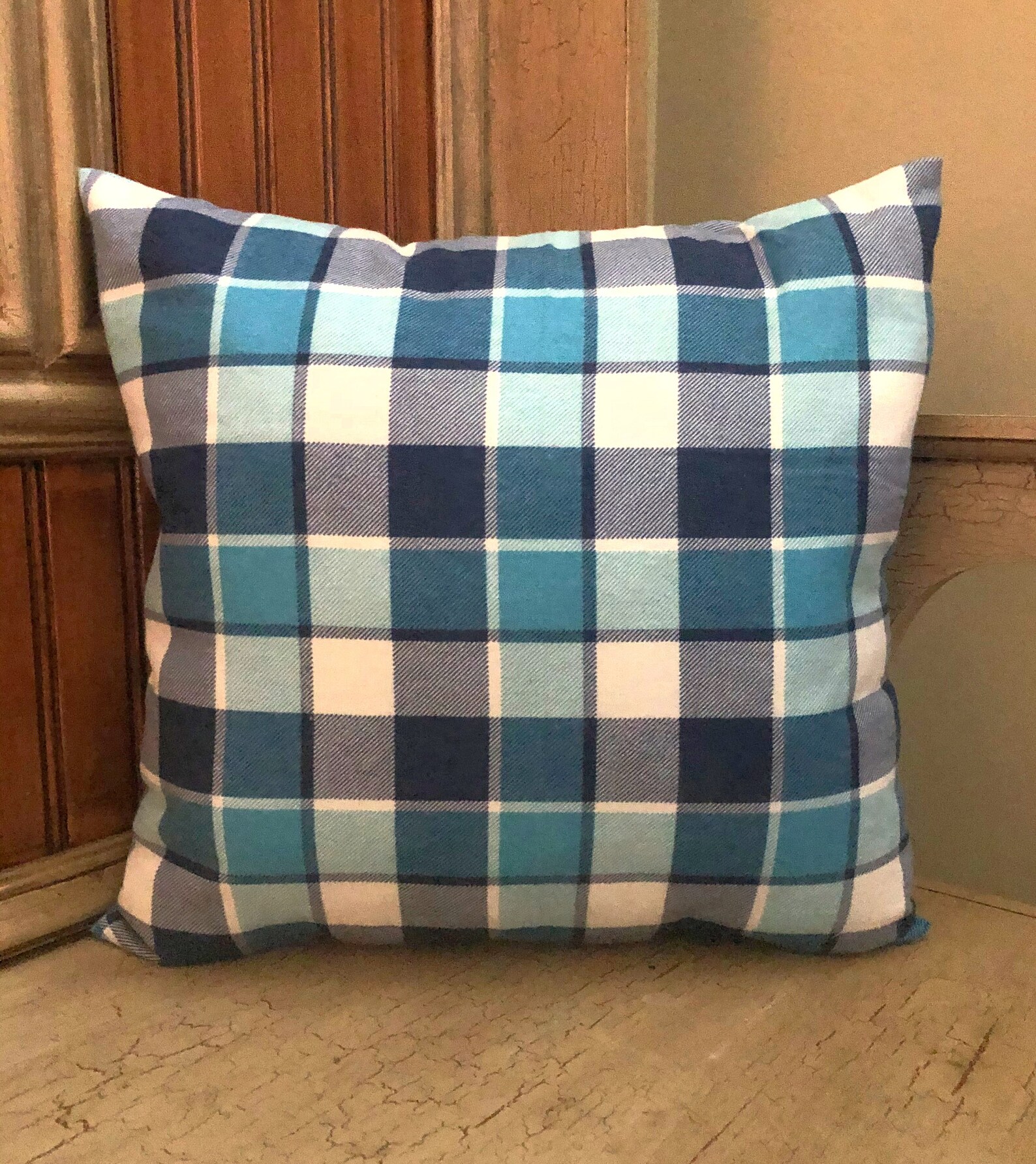 Blue Plaid Pillow Covers Farmhouse Pillows Navy Plaid Pillow Etsy
