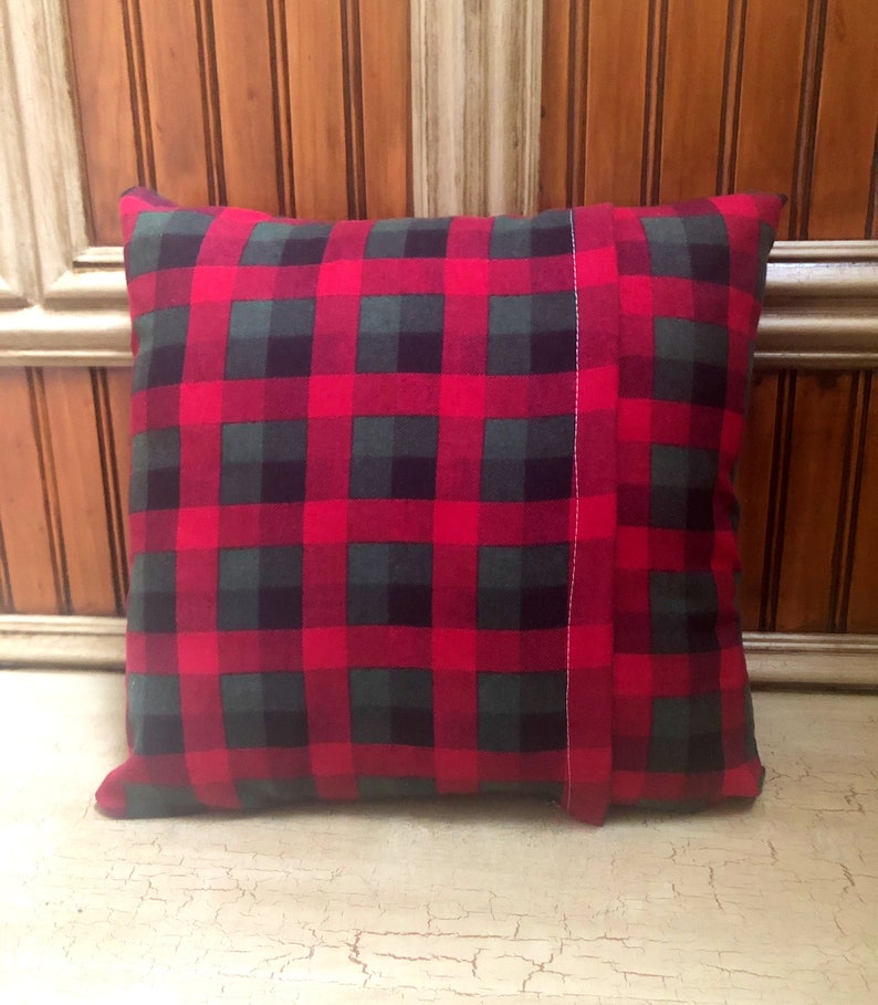Plaid Flannel Throw Pillow Cover, Christmas Throw Pillow, Red Green