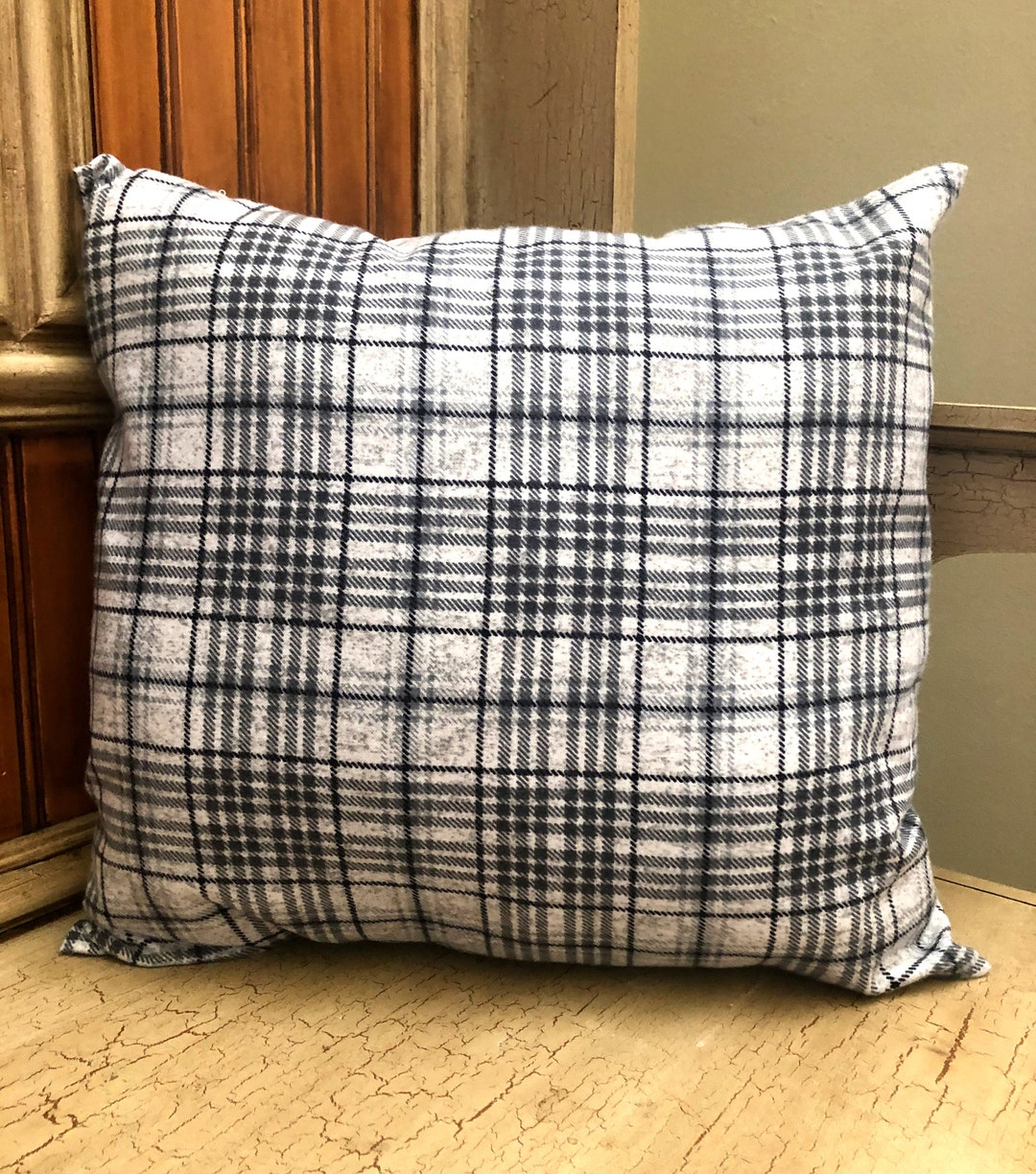 Gray Plaid Pillow Cover, Farmhouse Pillow Covers, Christmas Throw