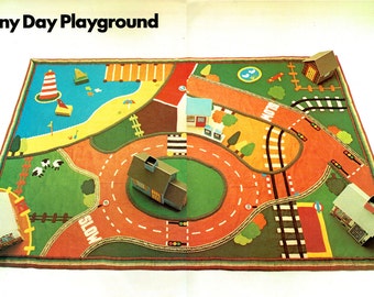 Vintage 1970s 'Rainy Day Playground Road Map' CARDBOARD plus Houses and Boats etc.... ALL handmade sewing and crafts PDF
