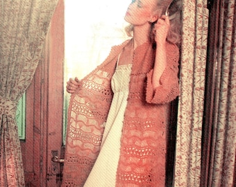PDF Vintage Ladies Womens Bed Jacket Crochet Pattern 1970s Hairpin Lace Dressing Gown House Coat Period Victoriana Romantic Heirloom Boudoir