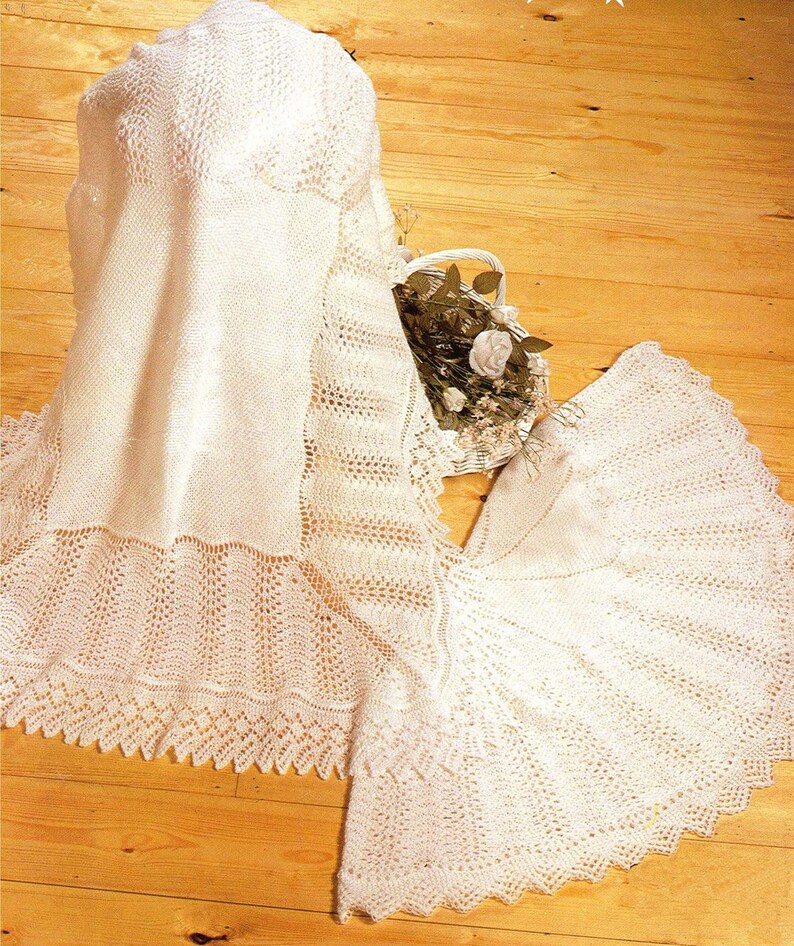 PDF Vintage Baby 2 Christening Blankets Knitting Pattern Etsy UK