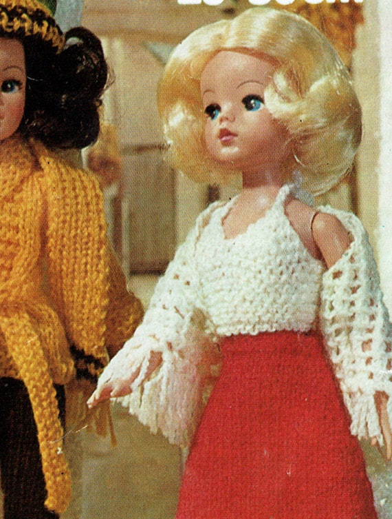 PDF Vintage Sindy Barbie Daisy Doll Clothes Knitting Pattern Marriner 1665  Pippa Dawn Pullip Blythe 1970s Halter Flares Shawl Dress 