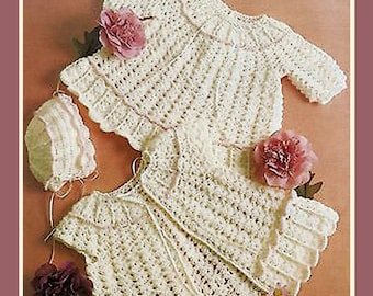 PDF Pretty Baby ANGELIC Lacy Shells & Ribbons Dress Set Crochet Pattern, Christening, Antique Doll, Matinee, Heirloom, Period, Victorianax