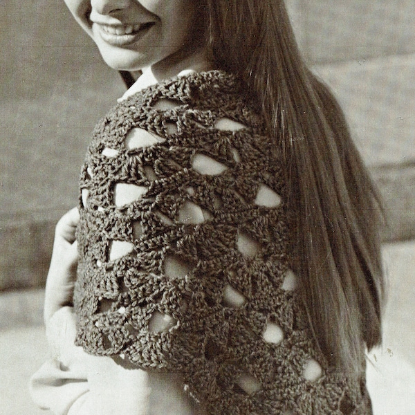 PDF Vintage Ladies Romantic Shawl Crochet Pattern Stole Headscarf Gypsy 1920s 1970s style Period, Baby Doll Boho Hippy Mod Victoriana Lace