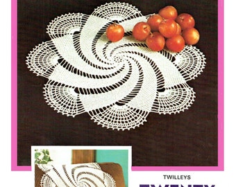 PDF Vintage Doily Crochet Pattern 1970s Twilleys Elegant Radiating 'SWIRLS' & Chair Back Floral, Snowflake, Lace, Heirloom, Victoriana