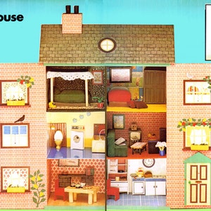 CASA DE BONECAS vitoriana vintage dos anos 1970 e móveis como Carolines Home.. Papelão! Reciclagem de PDF de três andares. Reutilização