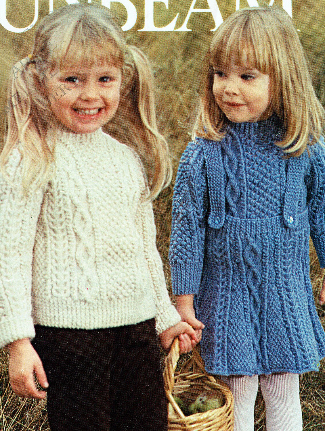 PDF Vintage Girl Toddler Pinafore Dress Knitting Pattern ARAN Early