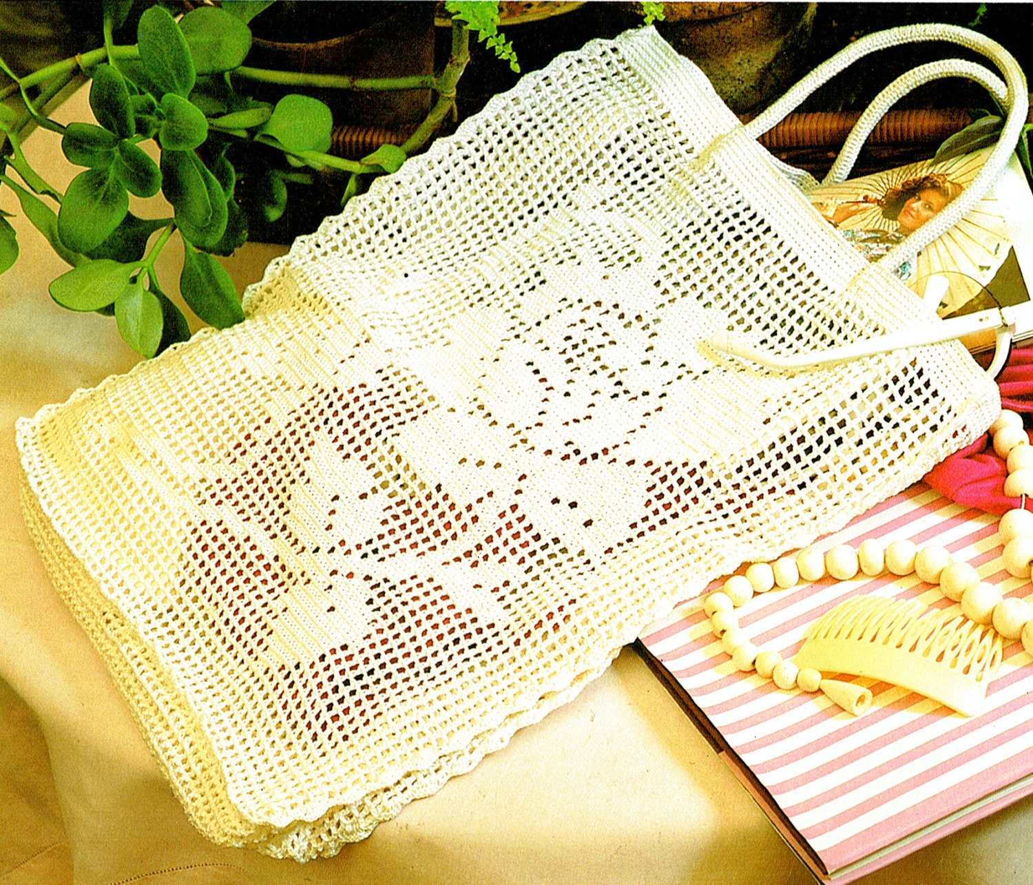 28 Vintage Rose Crochet Patterns: Add Old-World Charm to Your Creations 10 Vintage 1970s Floral 'rose' Motif String Bag Filet