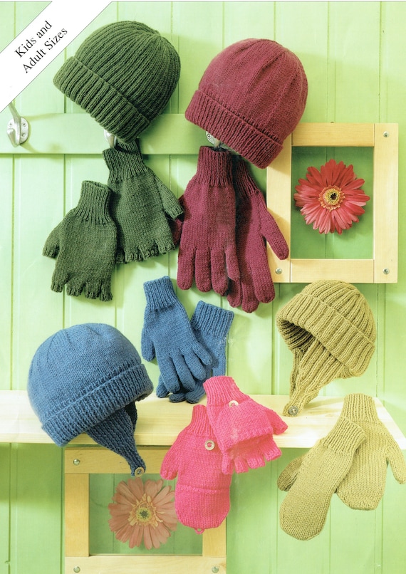 Pdf Hat Helmet Gloves Fingerless Mittens Knitting Pattern Etsy