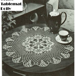 PDF Vintage Kaffee Blumen Deckchen Häkelmuster Erbstück Lacy Lace Antik Motiv Mittelstück Tischläufer Matte Victoriana Tea Party