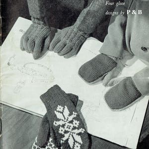 PDF Vintage 1950s Baby Children Gloves Knitting Pattern Booklet PATONS 652 MOORLANDS P & B Scandinavian  Fair Isle Mittens
